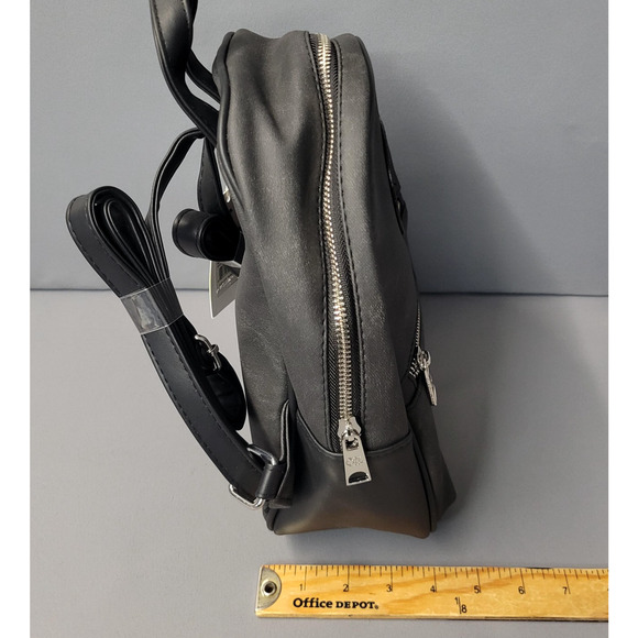 CXL by Christian Lacroix Backpack Womens Black Denim Marley PU Zip Logo Pockets - Picture 13 of 16